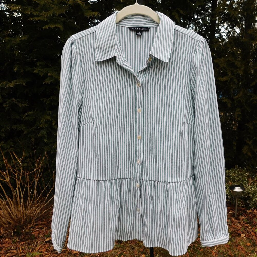 Zac & Rachel Lightweight Pinstripe Buttonfront Peplum Blouse
